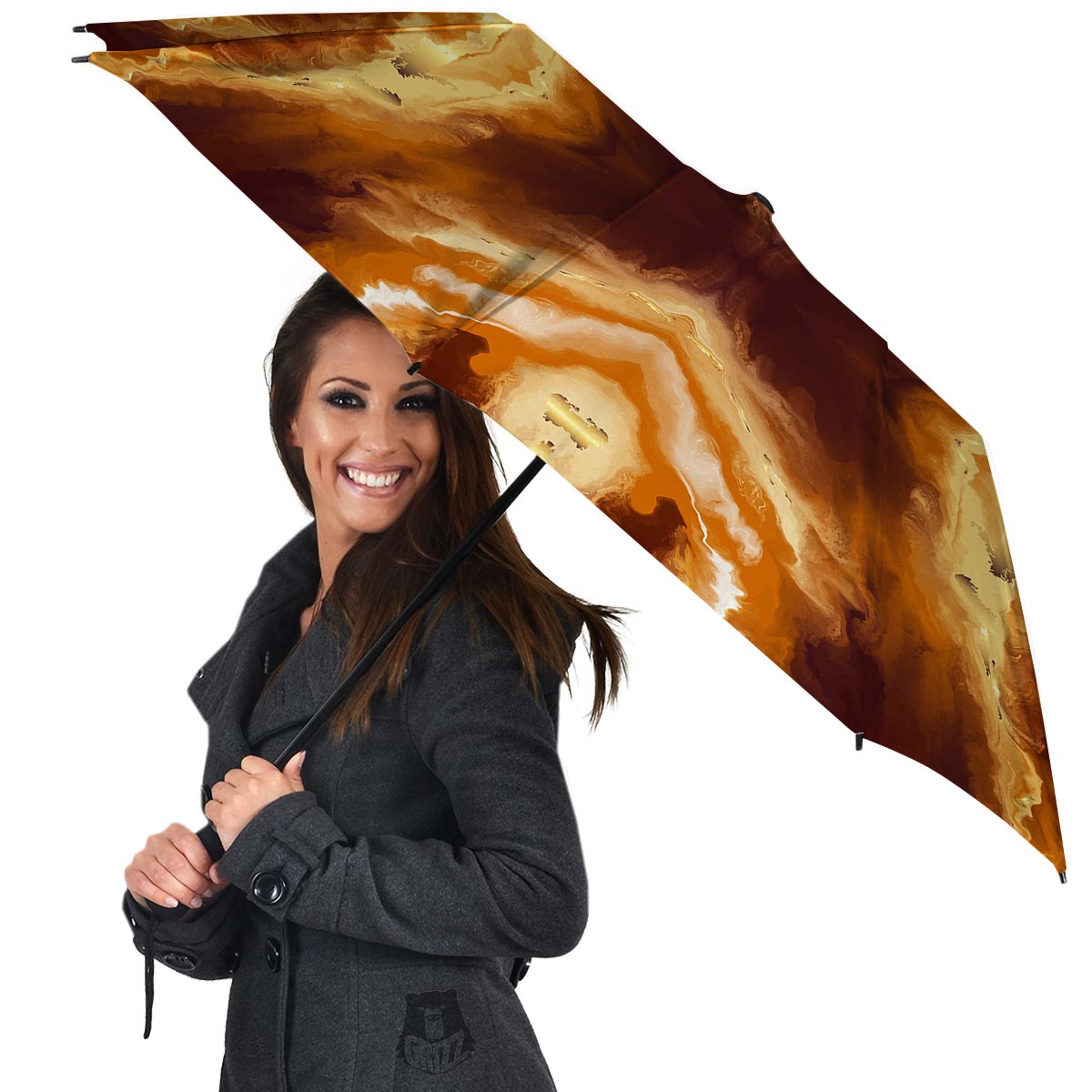 Marble Sugar Brown Print Pattern Umbrella-grizzshop