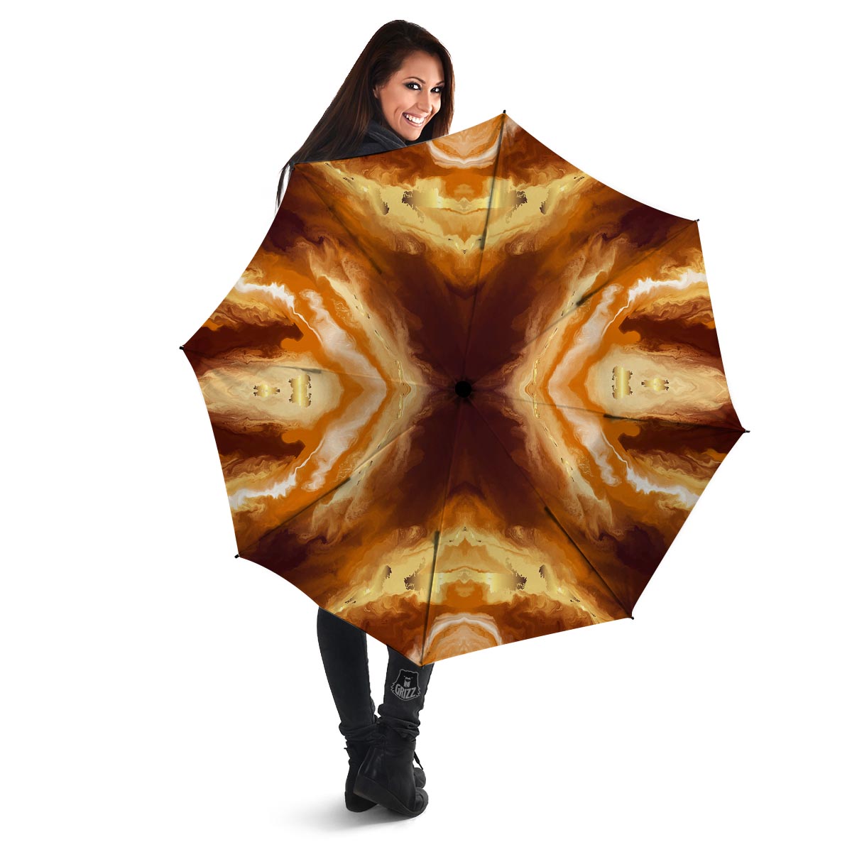 Marble Sugar Brown Print Pattern Umbrella-grizzshop