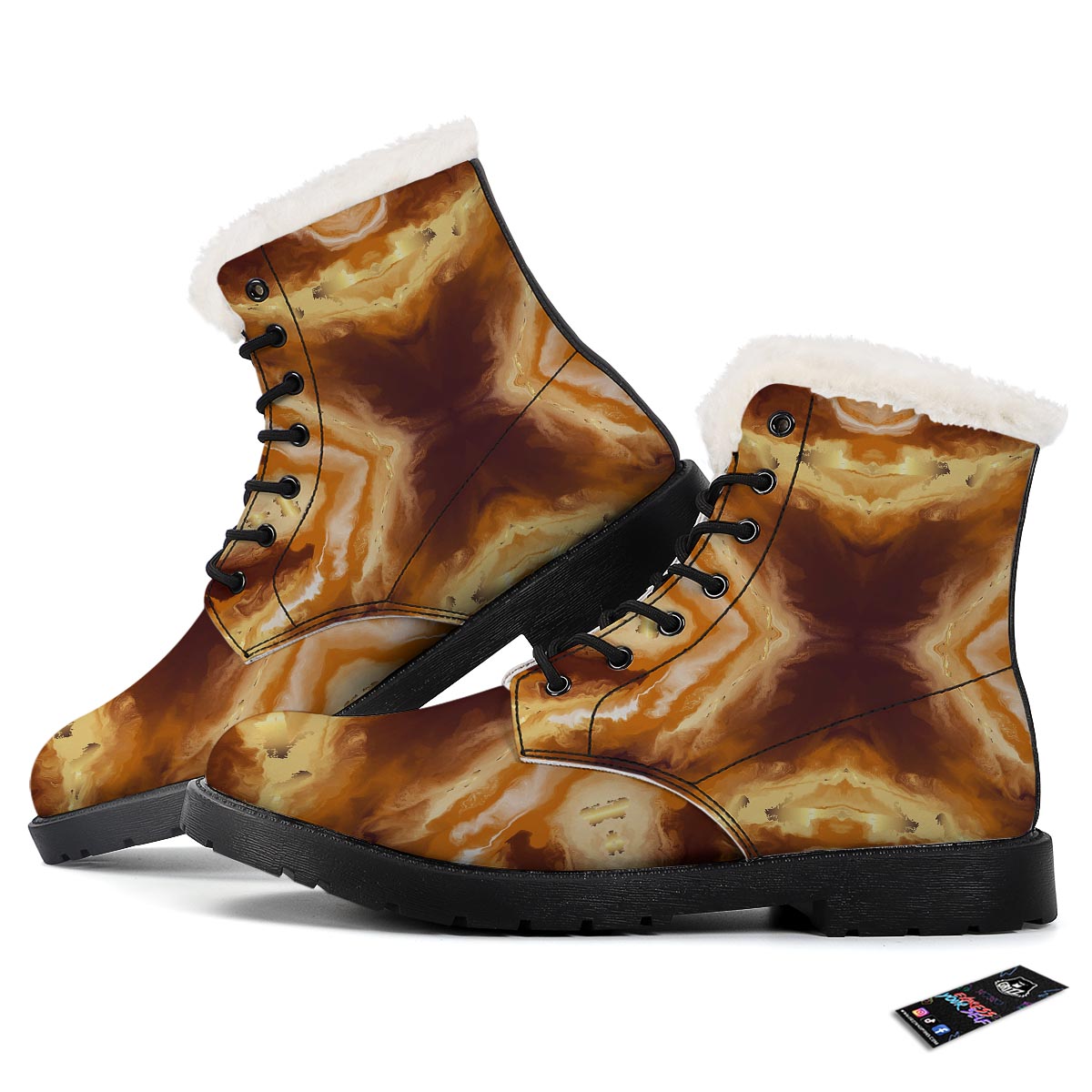 Marble Sugar Brown Print Pattern Winter Boots-grizzshop