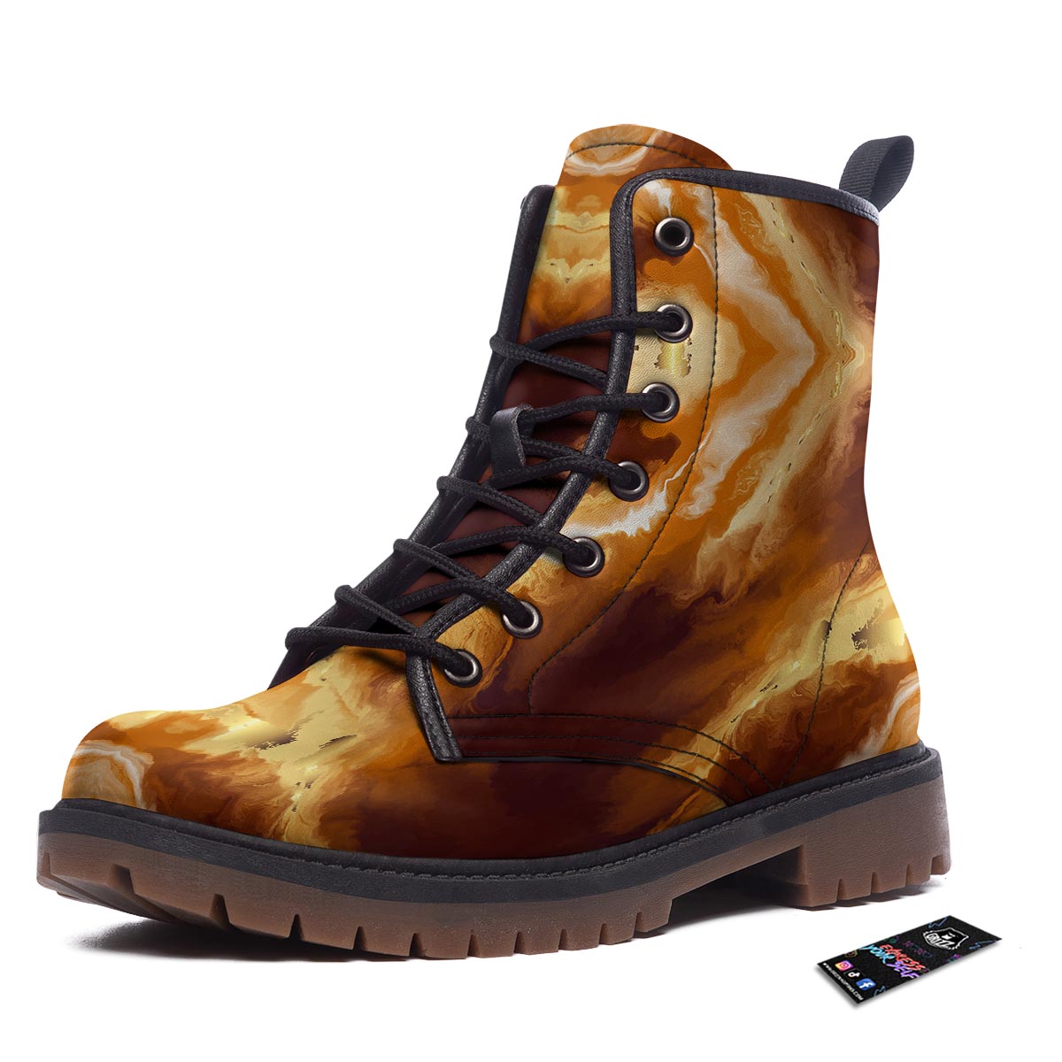 Marble Sugar Brown Print Pattern Work Boots-grizzshop