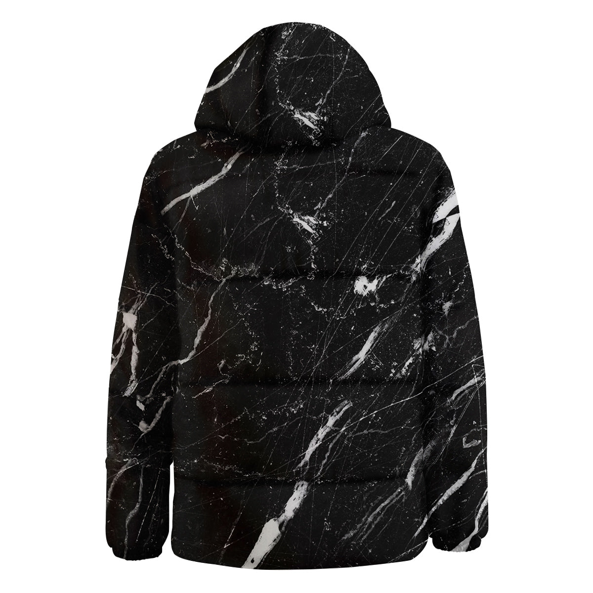 Marble White Dark Grey Print Down Jacket-grizzshop