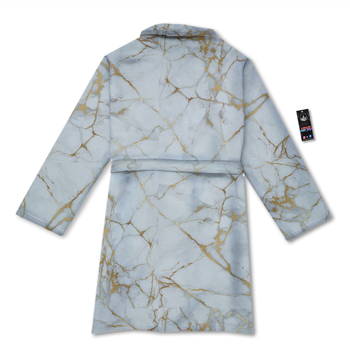 Marble White Gold Print Pattern Bathrobe-grizzshop