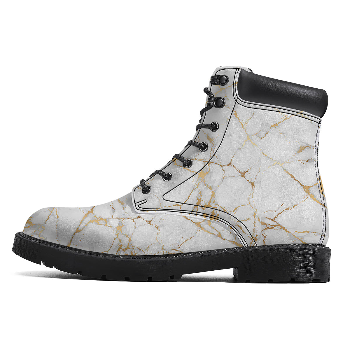 Marble White Gold Print Pattern Boots-grizzshop