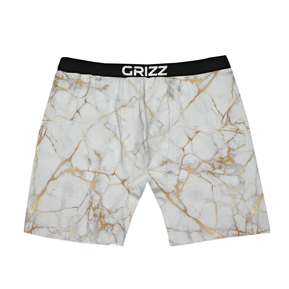 Marble White Gold Print Pattern Boxer Briefs-grizzshop