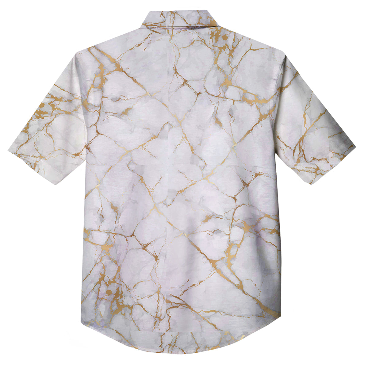 Marble White Gold Print Pattern Button Up Shirt-grizzshop