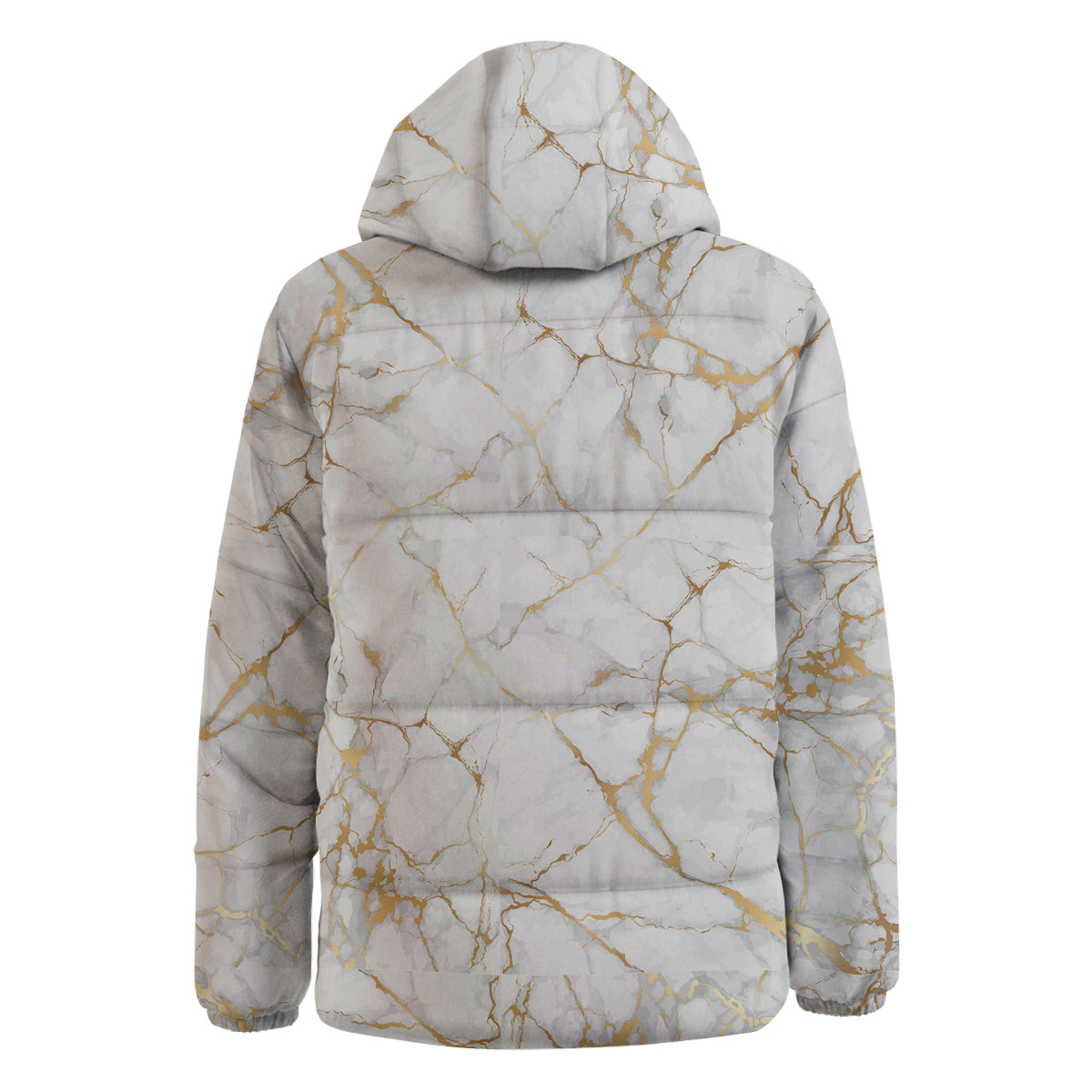 Marble White Gold Print Pattern Down Jacket-grizzshop