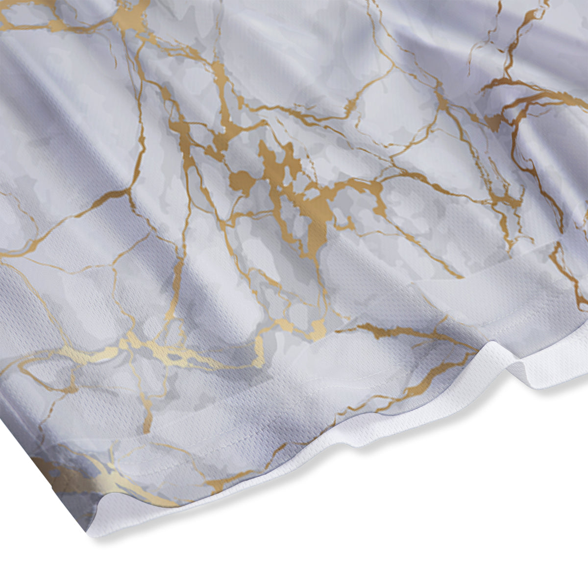 Marble White Gold Print Pattern Mesh Shorts