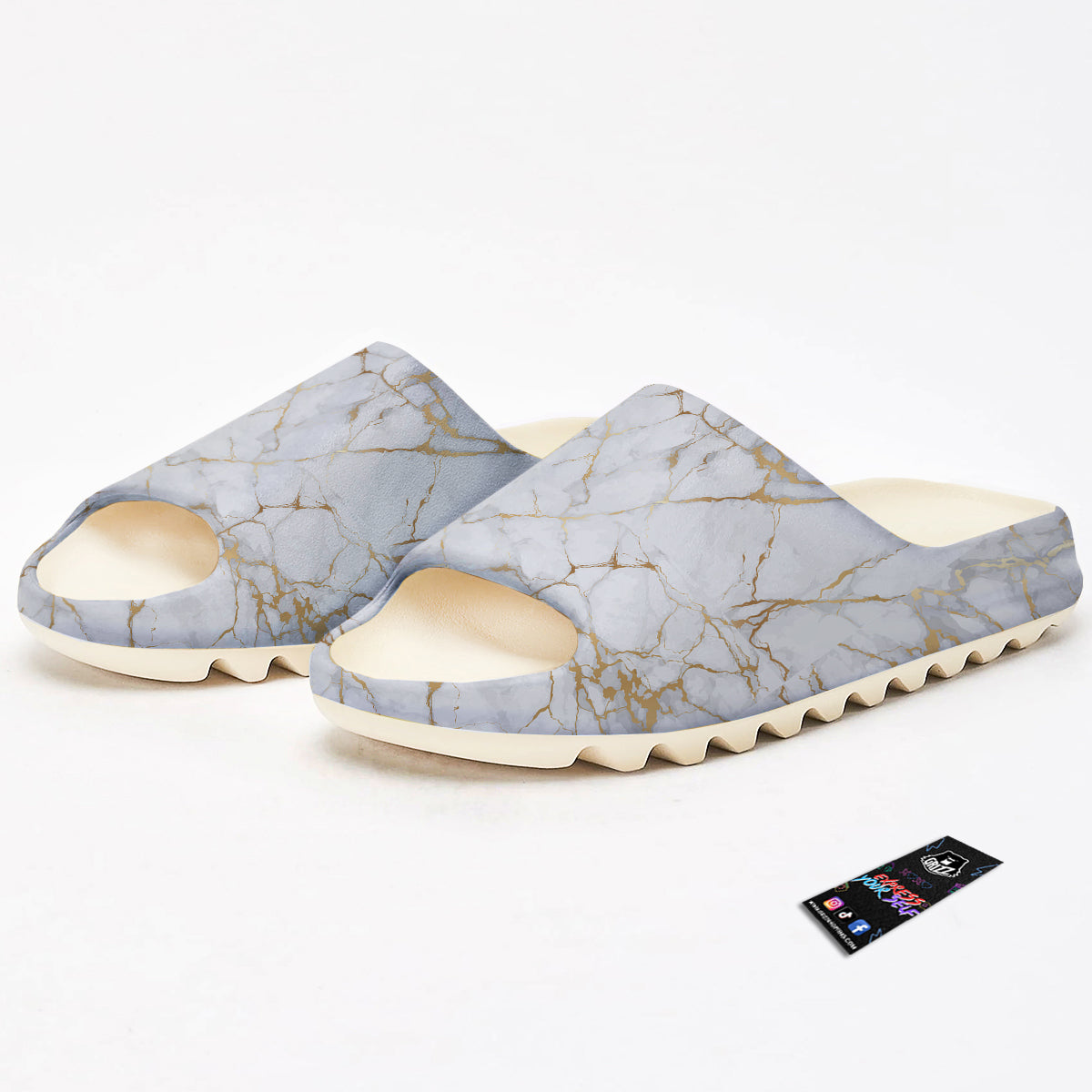 Marble White Gold Print Pattern Sandals-grizzshop