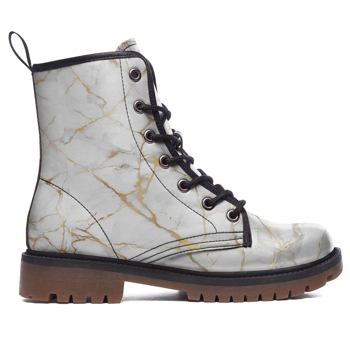 Marble White Gold Print Pattern Work Boots-grizzshop