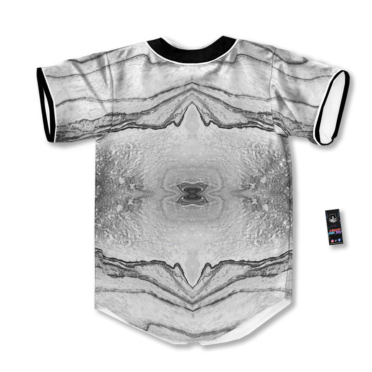 Marble White Gray Print Pattern Baseball Jersey-grizzshop