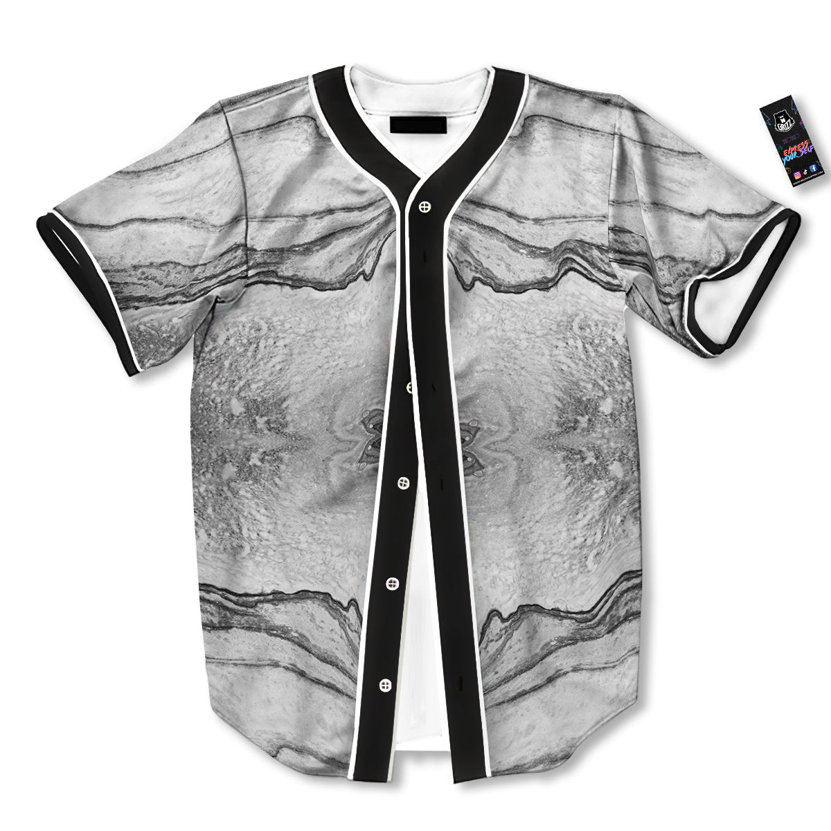 Marble White Gray Print Pattern Baseball Jersey-grizzshop