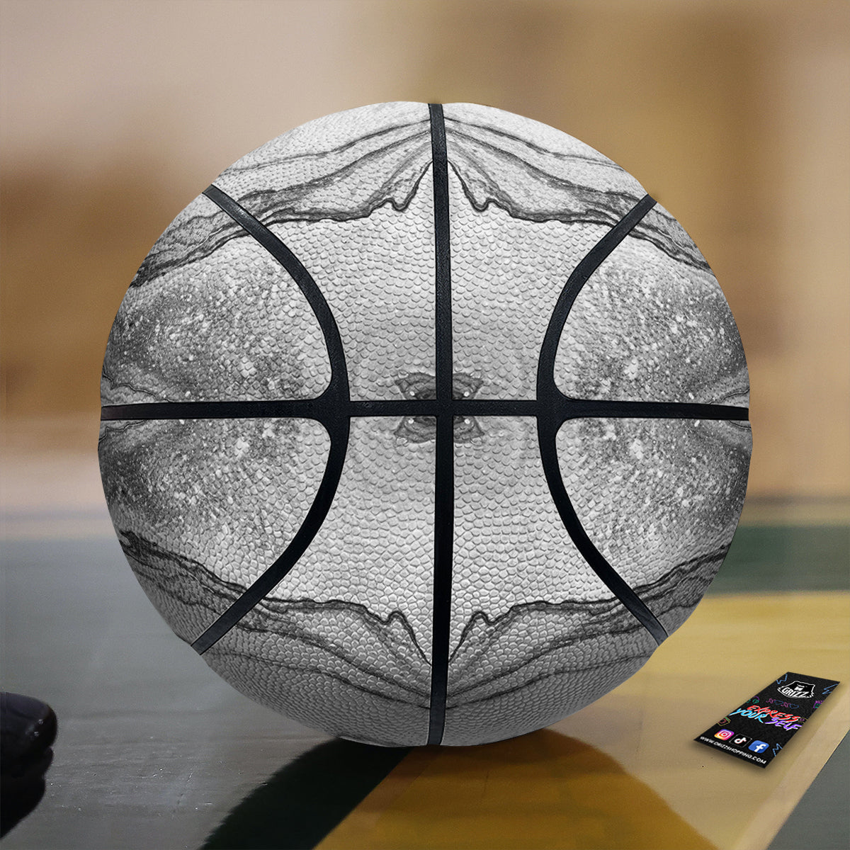 Marble White Gray Print Pattern Basketball