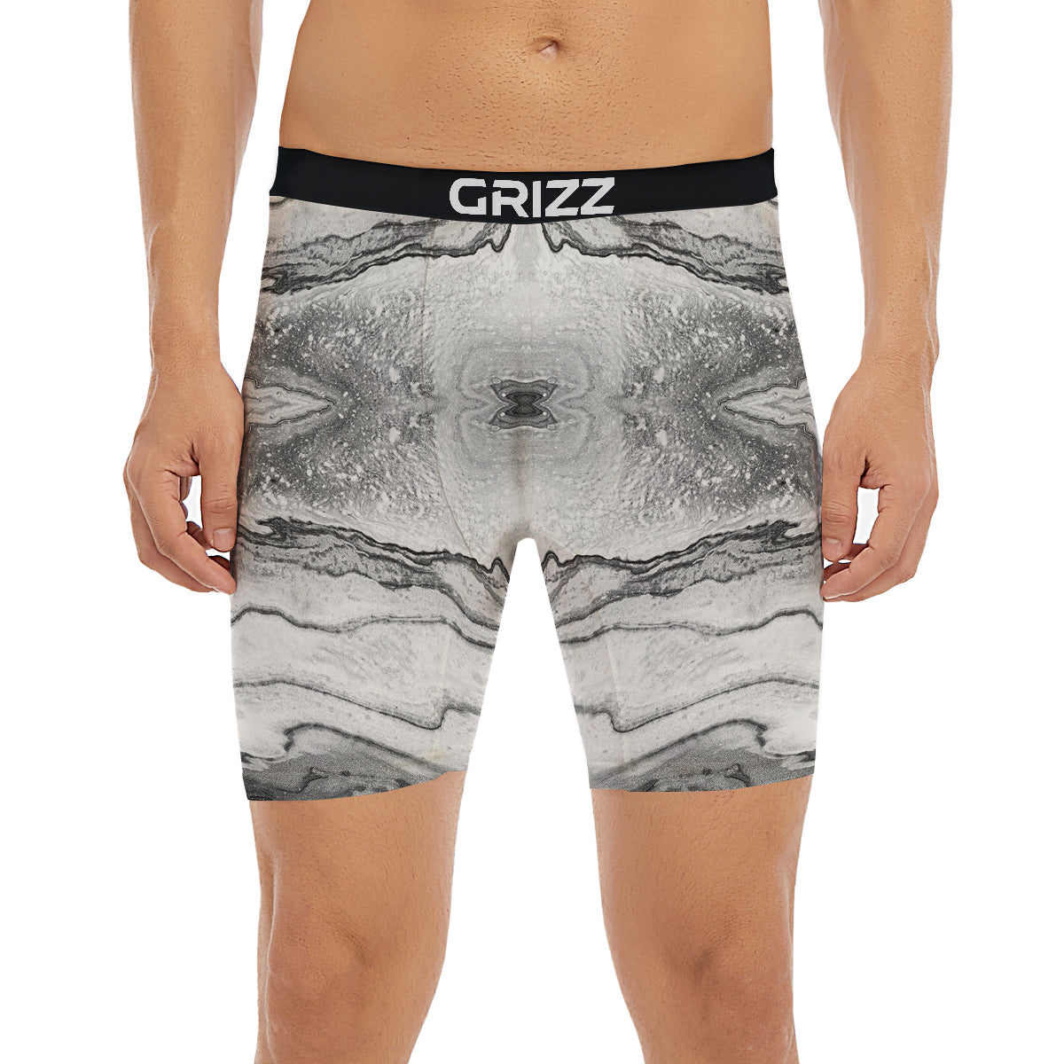 Marble White Gray Print Pattern Boxer Briefs-grizzshop