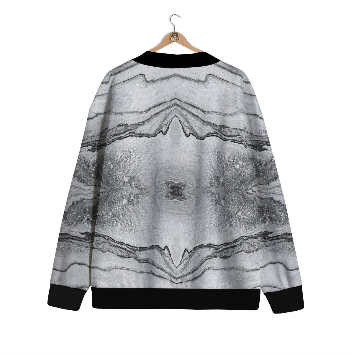 Marble White Gray Print Pattern Cardigan-grizzshop