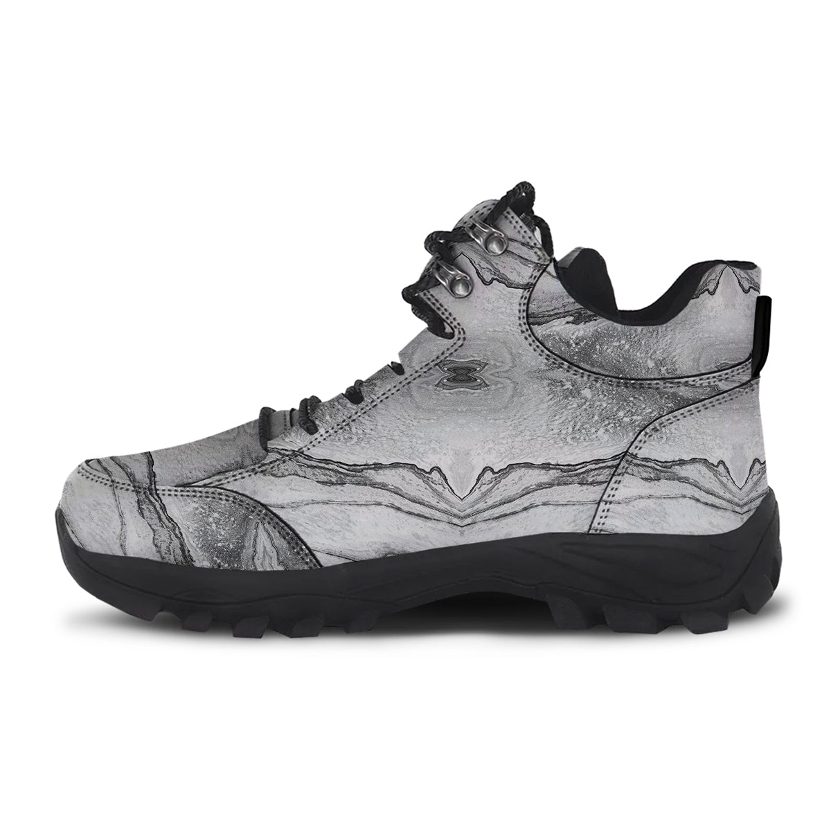 Marble White Gray Print Pattern Hiking Shoes-grizzshop