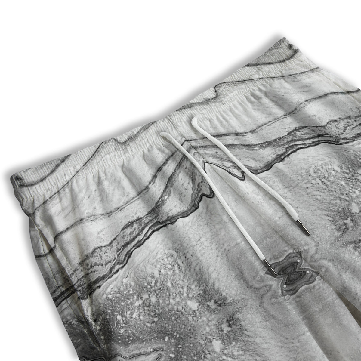 Marble White Gray Print Pattern Men's Athletic Shorts