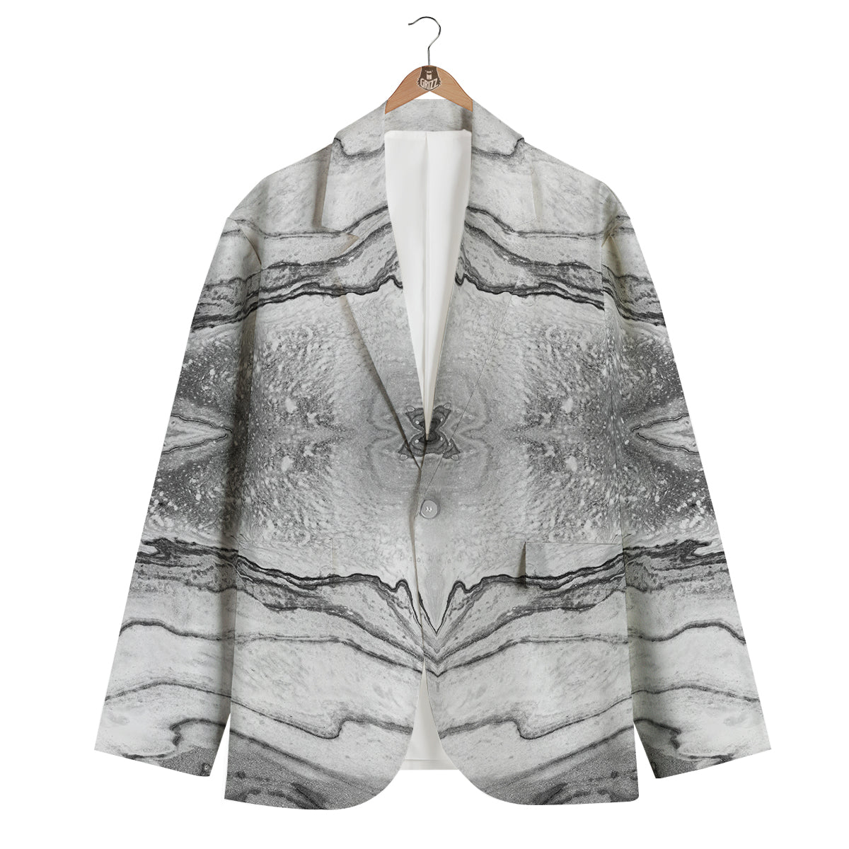 Marble White Gray Print Pattern Men's Blazer-grizzshop