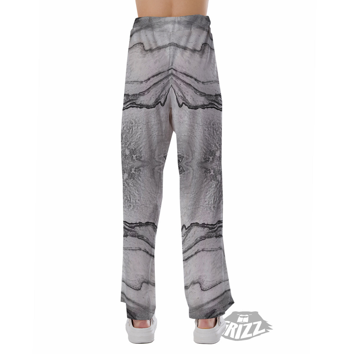Marble White Gray Print Pattern Pajama Pants-grizzshop