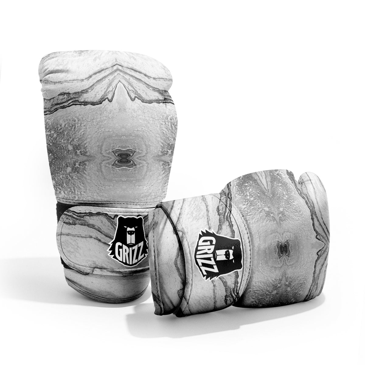 Marble White Gray Print Pattern Sparring Gloves-grizzshop