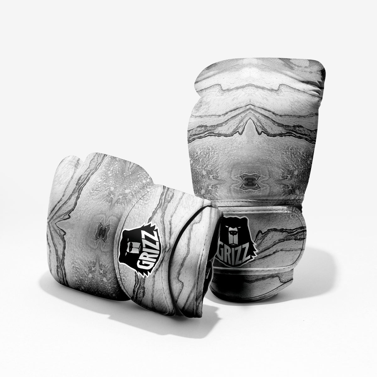 Marble White Gray Print Pattern Sparring Gloves-grizzshop