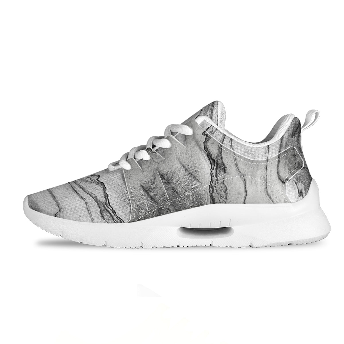 Marble White Gray Print Pattern Tennis Shoes-grizzshop