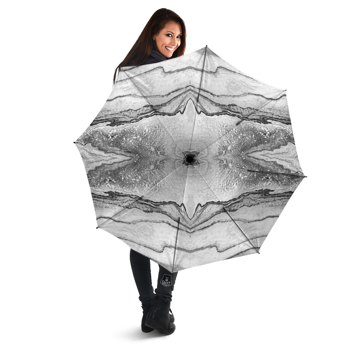 Marble White Gray Print Pattern Umbrella-grizzshop