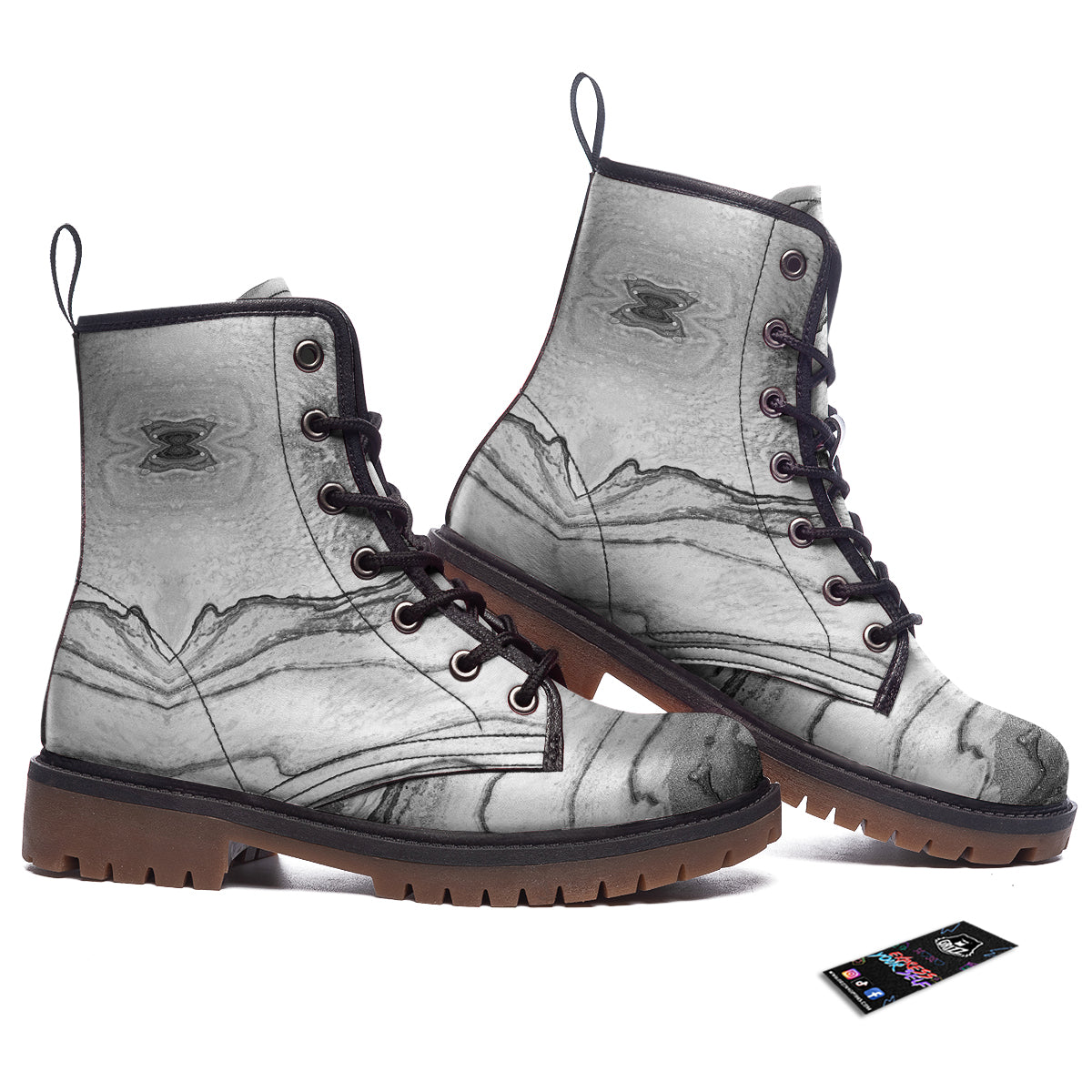 Marble White Gray Print Pattern Work Boots-grizzshop
