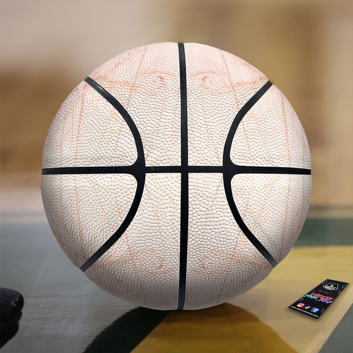 Marble White Pink Print Pattern Basketball