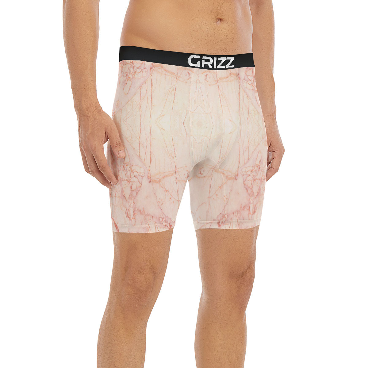 Marble White Pink Print Pattern Boxer Briefs-grizzshop