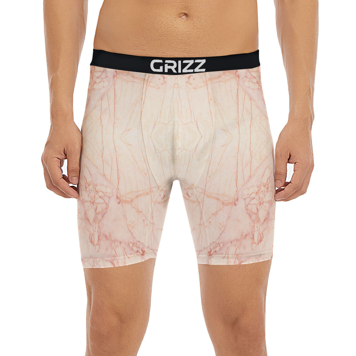 Marble White Pink Print Pattern Boxer Briefs-grizzshop