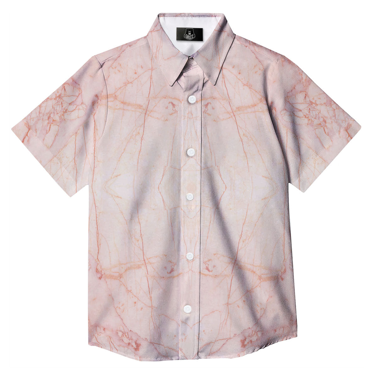 Marble White Pink Print Pattern Button Up Shirt-grizzshop