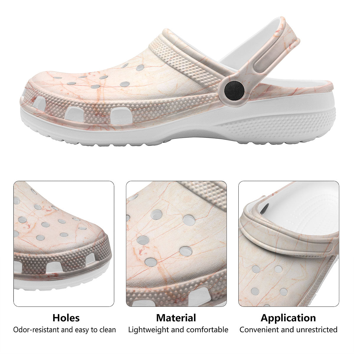 Marble White Pink Print Pattern Clog-grizzshop