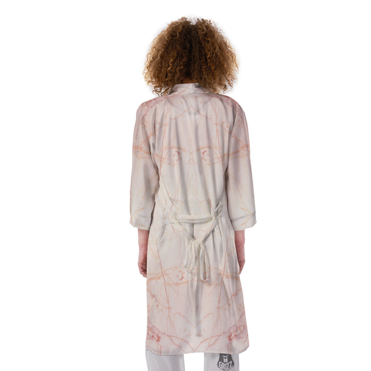 Marble White Pink Print Pattern Kimono-grizzshop