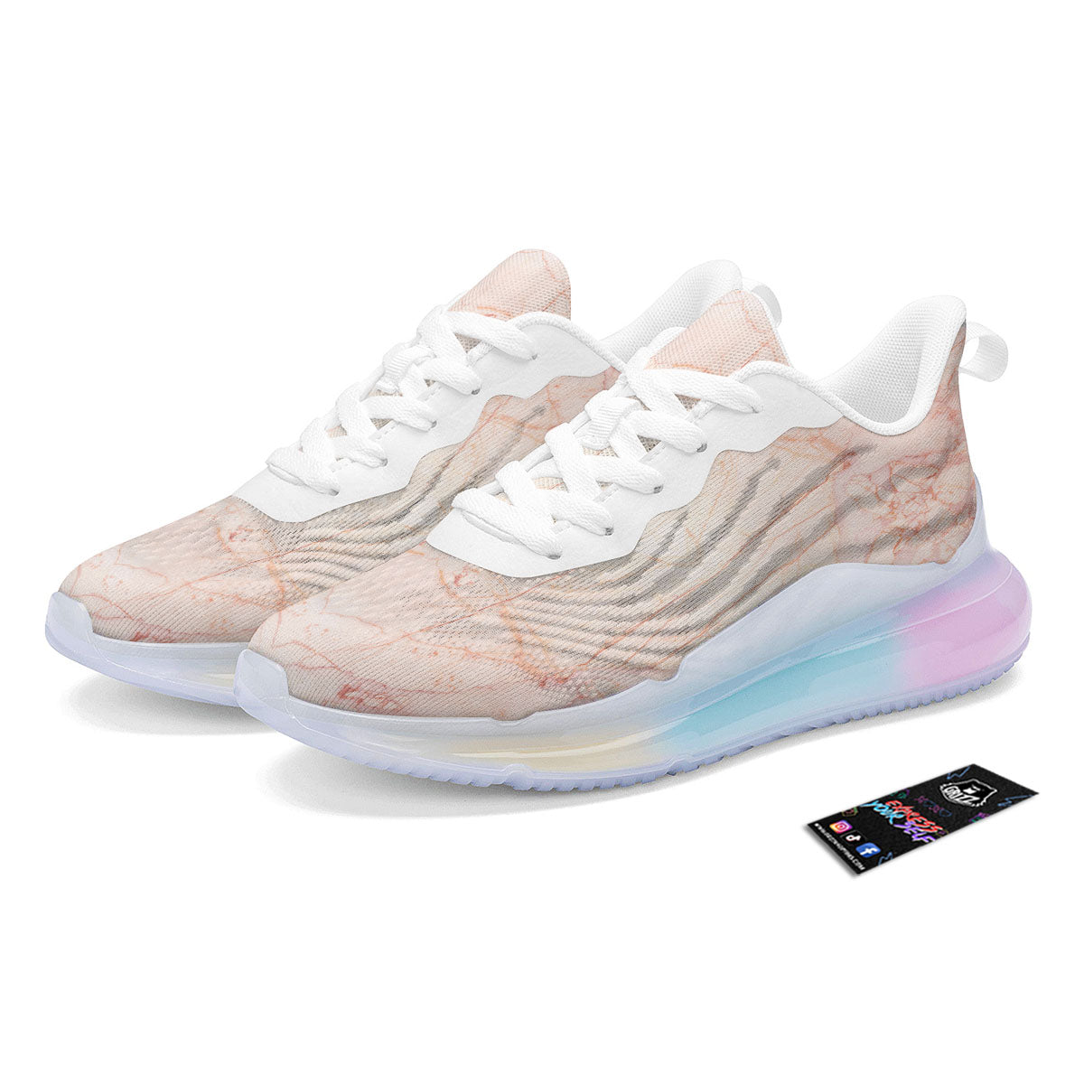 Marble White Pink Print Pattern Running Sneakers-grizzshop