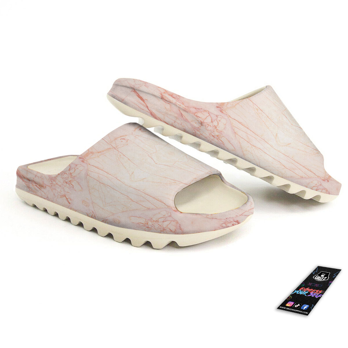 Marble White Pink Print Pattern Sandals-grizzshop