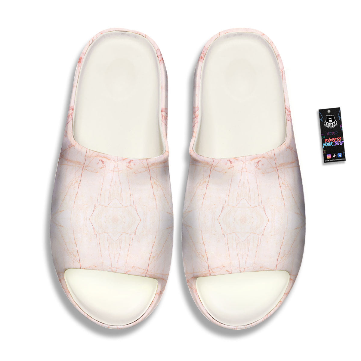Marble White Pink Print Pattern Sandals-grizzshop