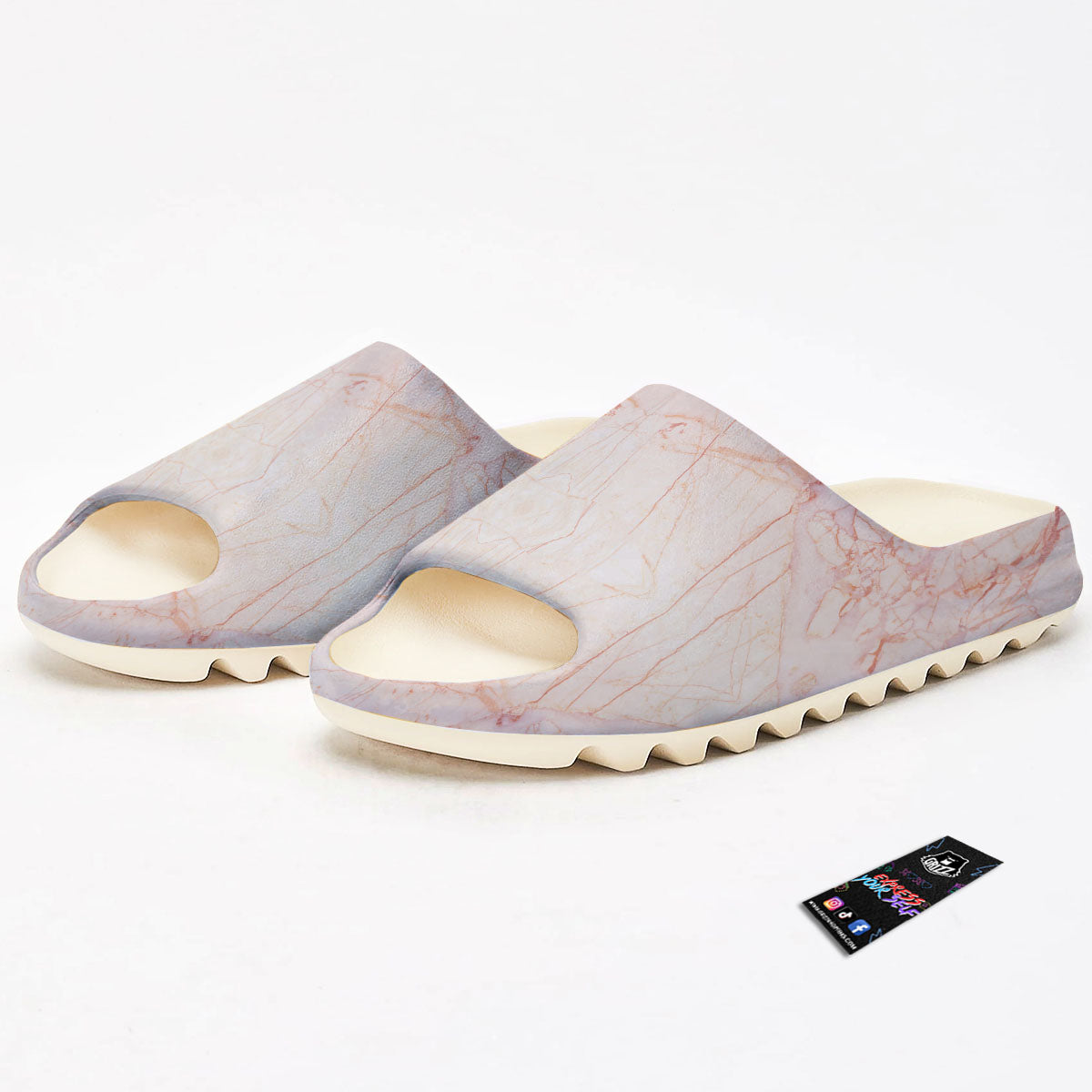Marble White Pink Print Pattern Sandals-grizzshop