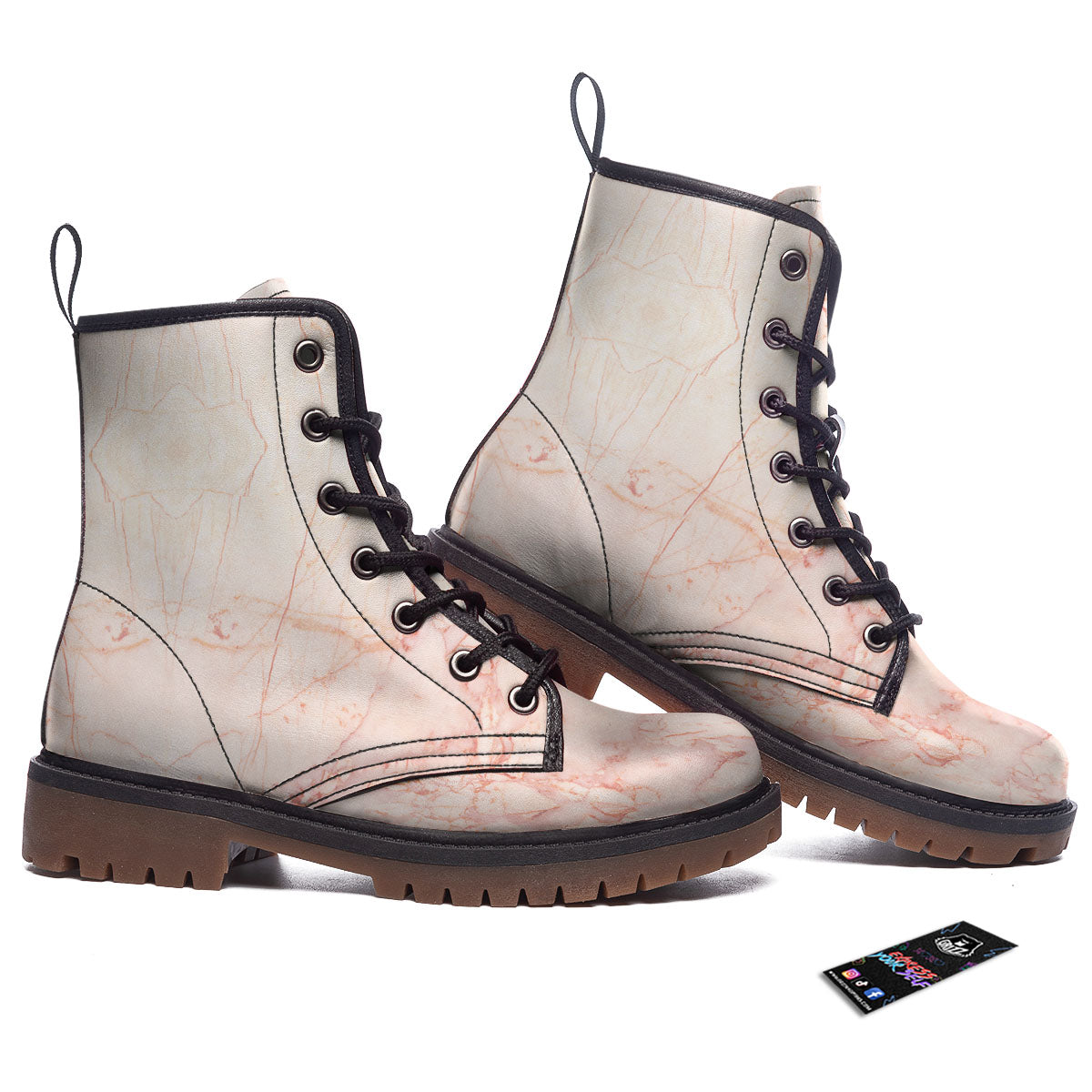 Marble White Pink Print Pattern Work Boots-grizzshop