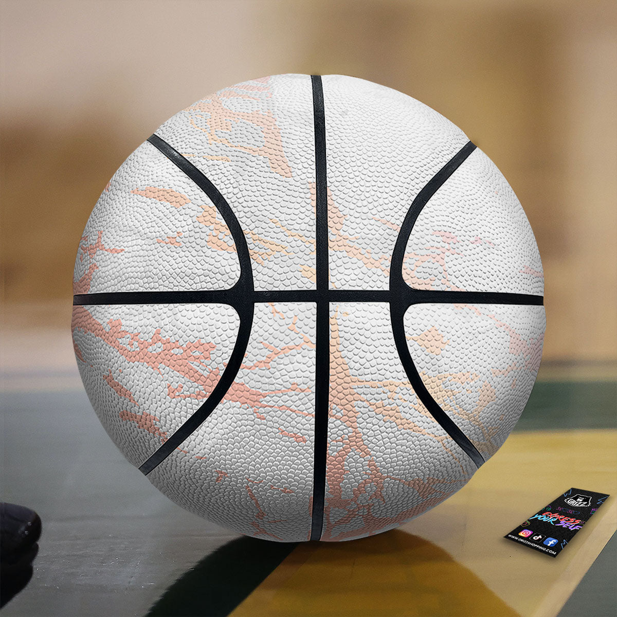 Marble White Rose Gold Print Basketball