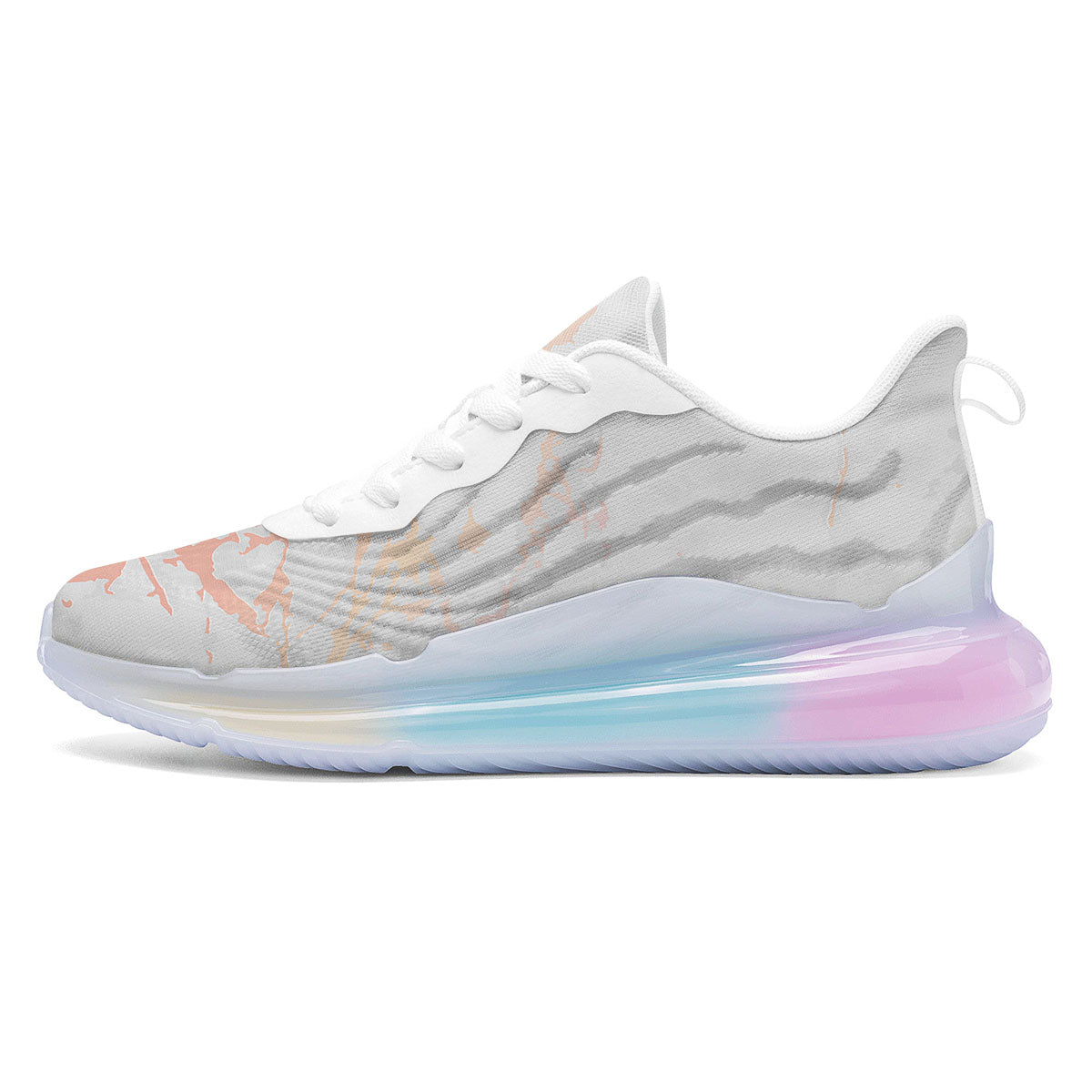 Marble White Rose Gold Print Running Sneakers-grizzshop