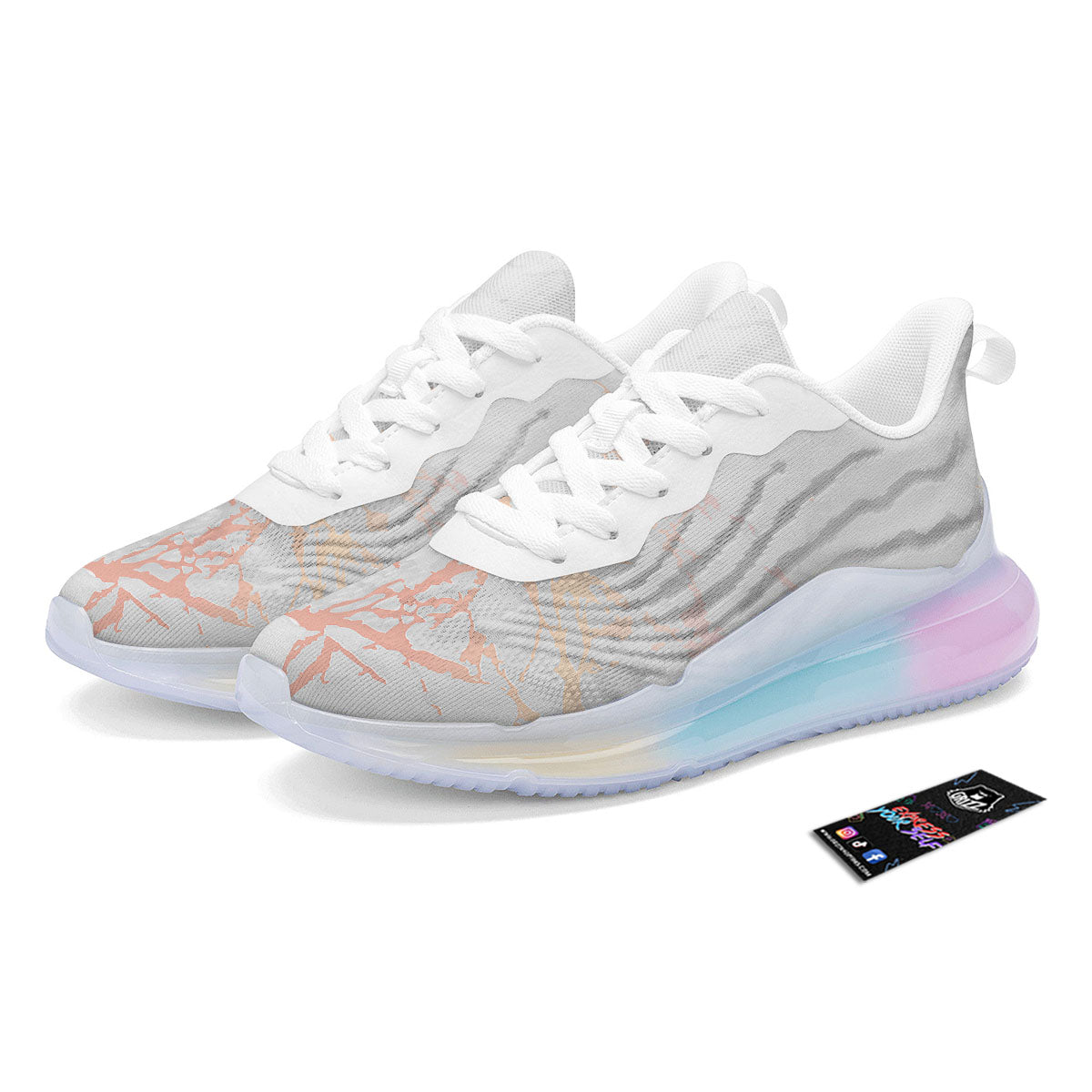 Marble White Rose Gold Print Running Sneakers-grizzshop