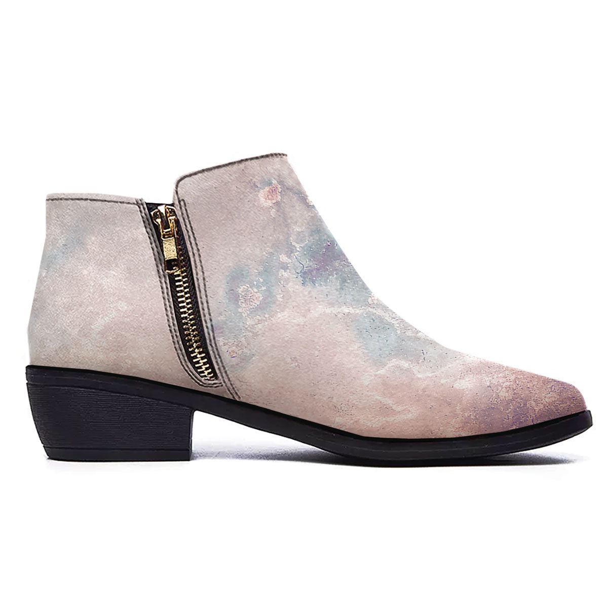 Marble White Ruby Print Ankle Boots-grizzshop