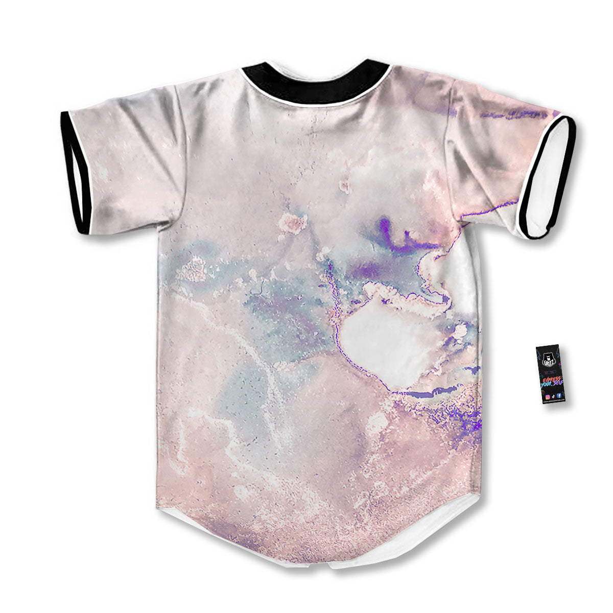 Marble White Ruby Print Baseball Jersey-grizzshop
