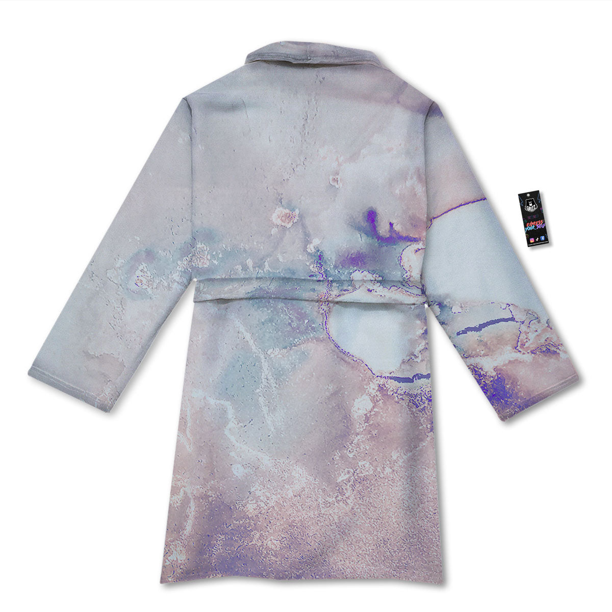 Marble White Ruby Print Bathrobe-grizzshop