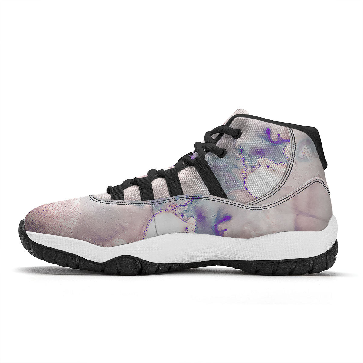 Marble White Ruby Print Black Bball Shoes-grizzshop