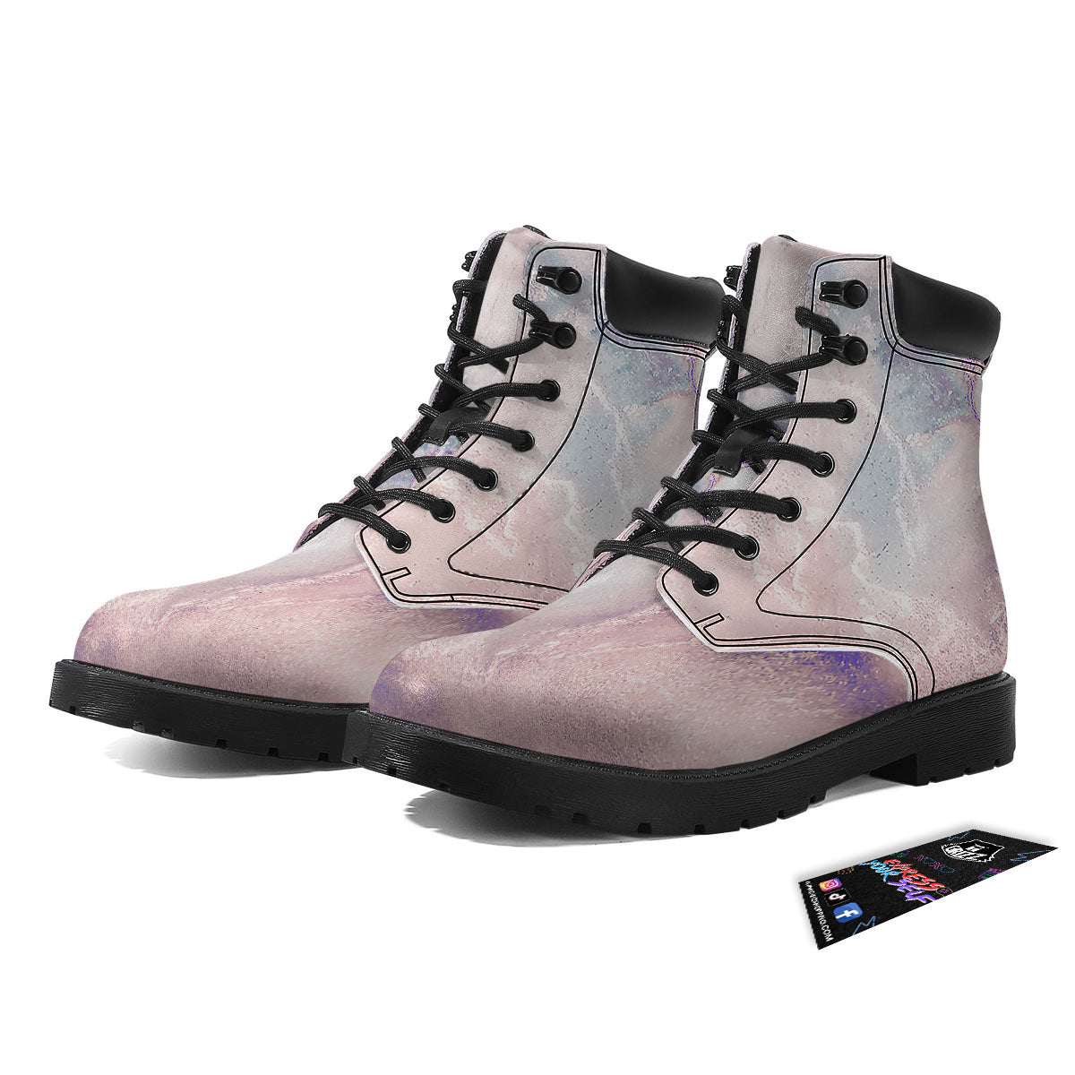 Marble White Ruby Print Boots-grizzshop
