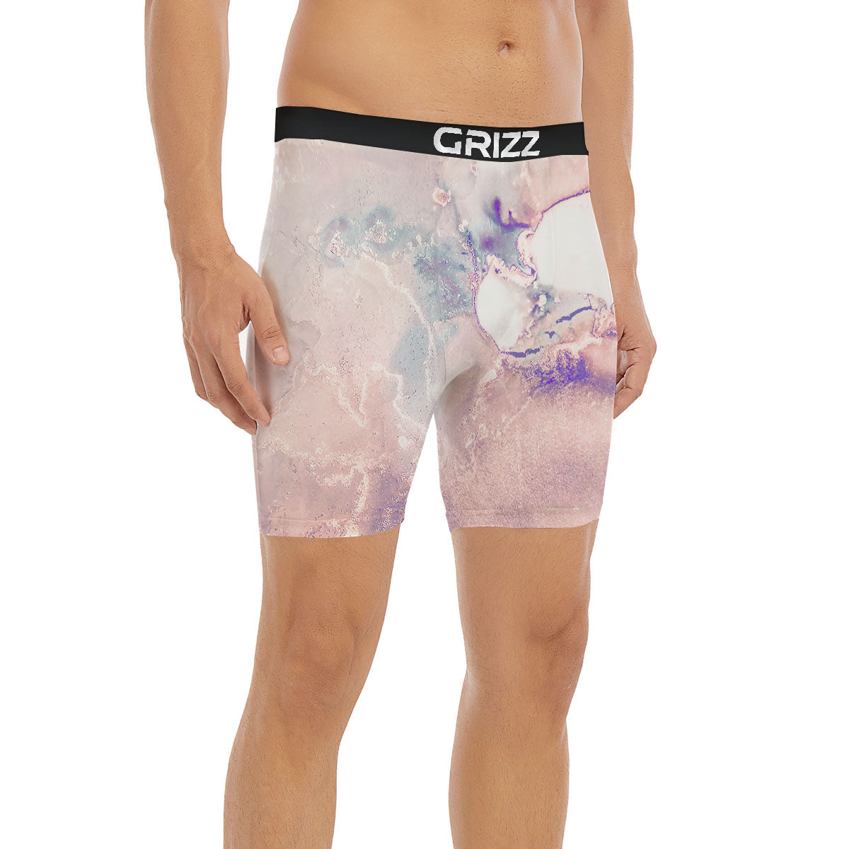 Marble White Ruby Print Boxer Briefs-grizzshop