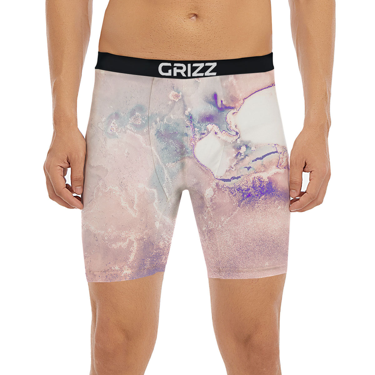 Marble White Ruby Print Boxer Briefs-grizzshop