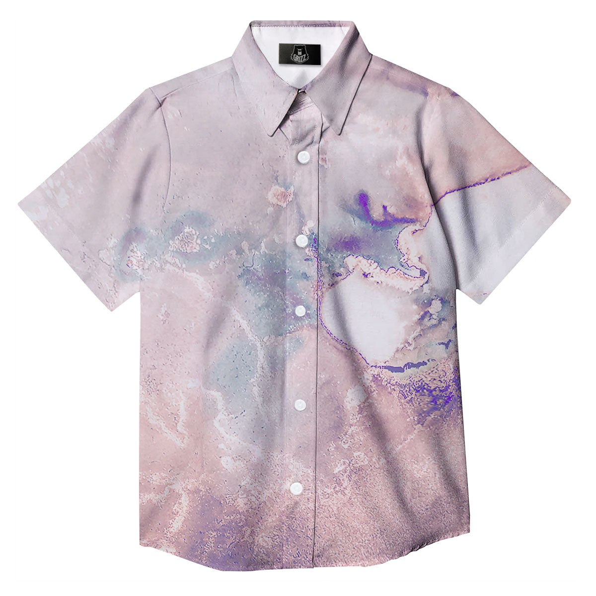Marble White Ruby Print Button Up Shirt-grizzshop