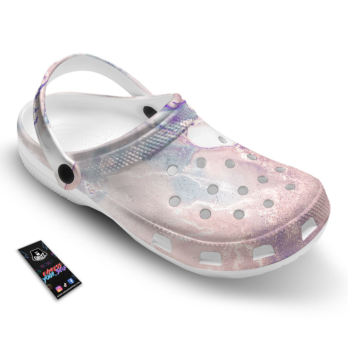Marble White Ruby Print Clog-grizzshop